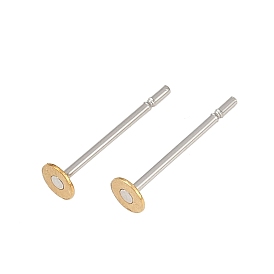304 серьги из нержавеющей стали с плоской круглой латунной головкой, лоток : 3 мм, 12x3 мм, штифты : 0.8 мм