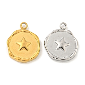 Ионное покрытие (ip) 304 подвески из нержавеющей стали, плоский круглый с шармом в виде звезды