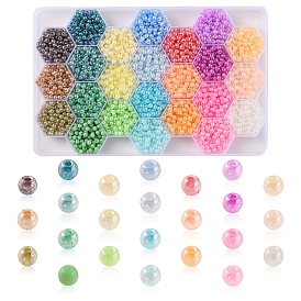 288G 24 Colors 6/0 Imitation Jade Round Glass Seed Beads, Luster, Dyed