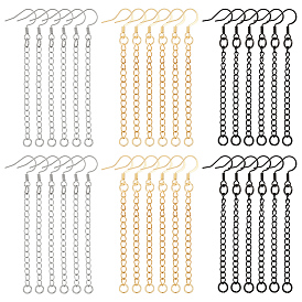 18paire 3 couleurs 304 apprêts de boucles d'oreilles en acier inoxydable