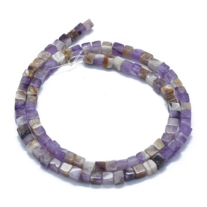 Natural Chevron Amethyst Beads Strands, Cube