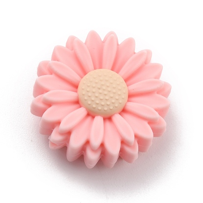 Food Grade Eco-Friendly Silicone Focal Beads, Chewing Beads For Teethers, DIY Nursing Necklaces Making, Daisy