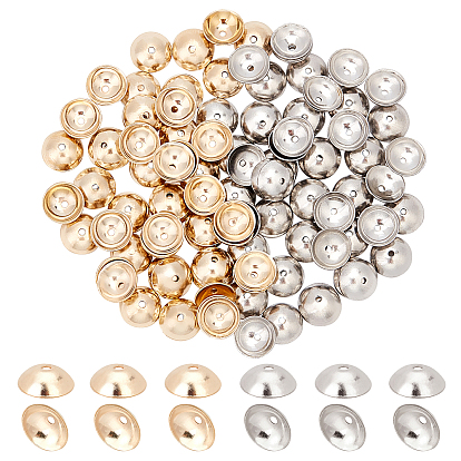 120Pcs 2 Style 304 Stainless Steel Bead Caps, Apetalous