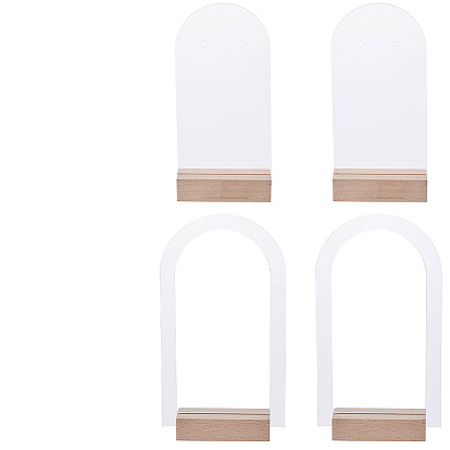 1 набор прозрачных акриловых подставок для одной пары сережек, Держатель-органайзер для сережек в форме арки с деревянной основой, для хранения сережек