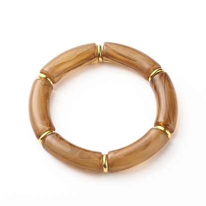 Klobiges, gebogenes Acryl-Perlen-Stretch-Armband, Nachahmung Edelsteinarmband für Mädchen Frauen