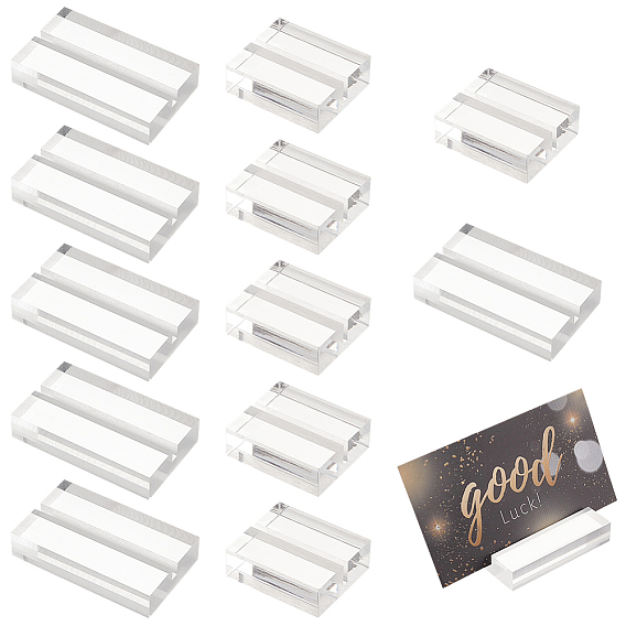 12Pcs 2 Styles Rectangle Acrylic Name Card Holder, Business Card Holder