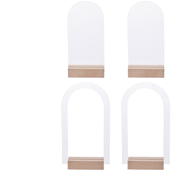 1 набор прозрачных акриловых подставок для одной пары сережек, Держатель-органайзер для сережек в форме арки с деревянной основой, для хранения сережек