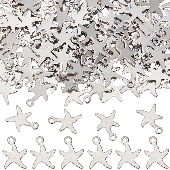 150 шт. 304 подвески из нержавеющей стали, морская звезда / морские звезды