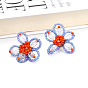 Boho Handmade Beaded Flower Earrings for Women, Vintage Floral Dangle Studs