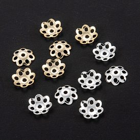 Chapeaux de perles en laiton multi-pétales, plaqué longue durée, crémaillère plaquage, fleur creuse