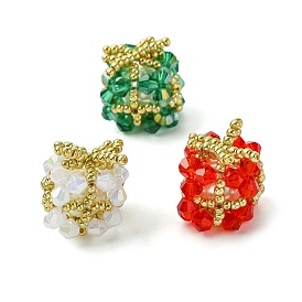 Christmas Handmade Glass Seed Beads, Loom Pattern, Gift Box Pendants