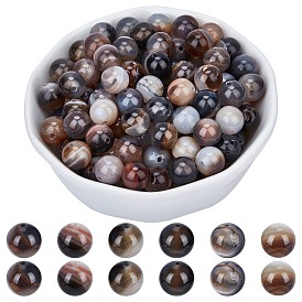 Brins de perles rondes en agate naturelle teinte et chauffée à l'arricraft