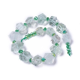 Perles naturelles de quartz brins, facette, polygone, avec des perles de verre rondelles