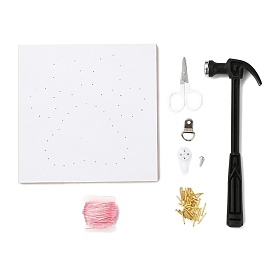 Footprint Pattern DIY String Art Kit Sets, Including Hammer, Wooden Board, Plastic Holder Accessories, Alloy Nails & Screws, Scissor, Polyester Thread