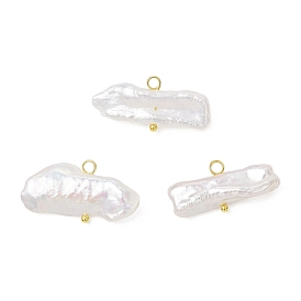 Натуральные кеши жемчужные подвески, подвески-самородки с двойными латунными петлями, белые