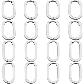 8 пары 2 цвета 304 серьги-кольца из нержавеющей стали, овальные