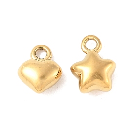 304 прелести нержавеющей стали, ионное покрытие (ip), реальный 14 k позолоченный, шарм в виде сердца и звезды