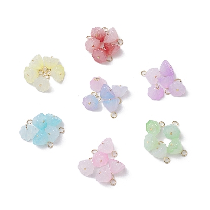 Acrylic Lotus Pendants, with 304 Stainless Steel Loops