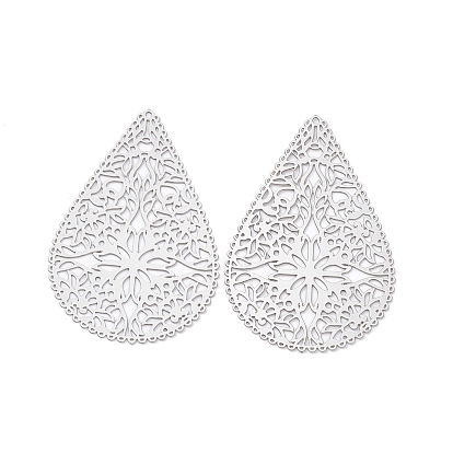 201 подвески из нержавеющей стали, гравированные металлические украшения, слеза