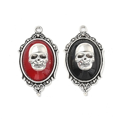 Овальные подвески в готическом стиле с черепом из сплава смолы, античное серебро