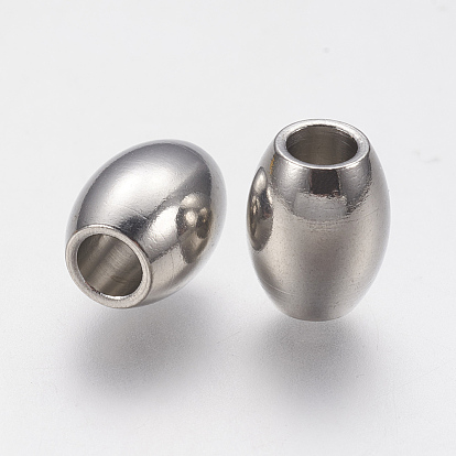 201 Stainless Steel European Beads, Large Hole Beads, Barrel