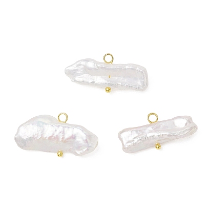 Натуральные кеши жемчужные подвески, подвески-самородки с двойными латунными петлями, белые