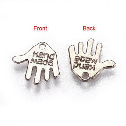 Tibetan Style Alloy Charms, Cadmium Free & Lead Free, Hand Palm with Word Hand Made