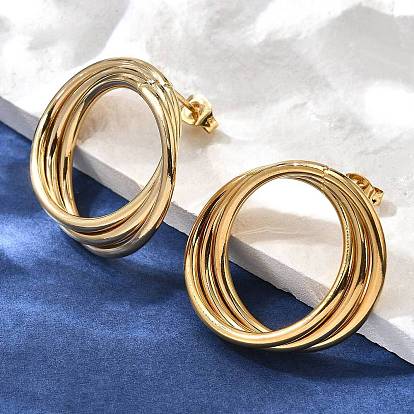 201 из нержавеющей стали серьги, с 304 штифтов из нержавеющей стали, вакуумное покрытие pvd, плоско-круглые