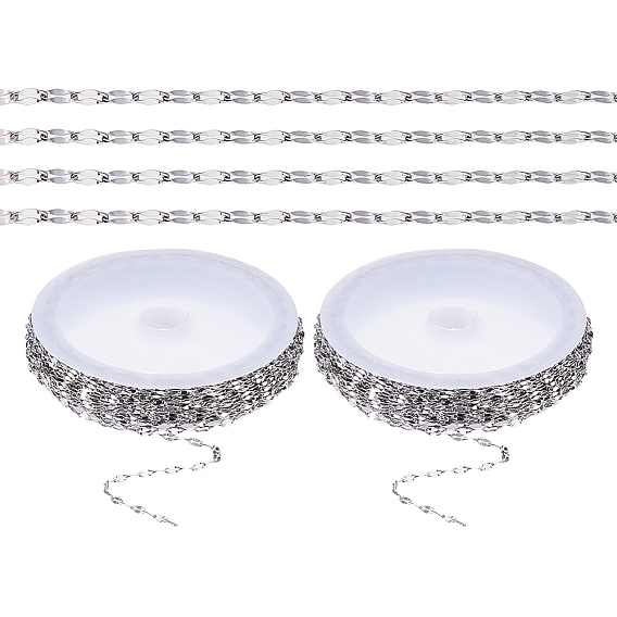 20M 304 Stainless Steel Cable Chains, Dapped Chains, Decorative Chains, Soldered, with Flat Oval Connector