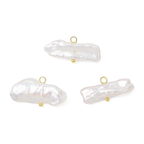 Натуральные кеши жемчужные подвески, подвески-самородки с двойными латунными петлями, белые