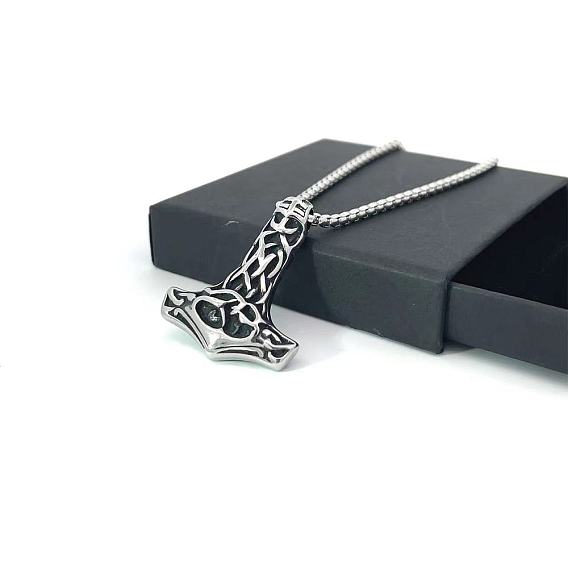 Мужские ожерелья с подвеской в виде молота викингов из нержавеющей стали