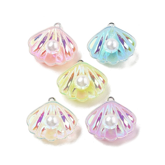 Подвески из искусственного жемчуга из смолы с переливающимся блеском, с железом найти, формы раковины