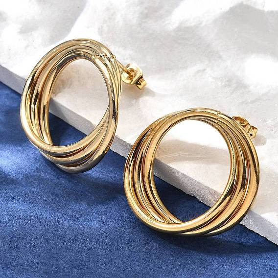 201 из нержавеющей стали серьги, с 304 штифтов из нержавеющей стали, вакуумное покрытие pvd, плоско-круглые