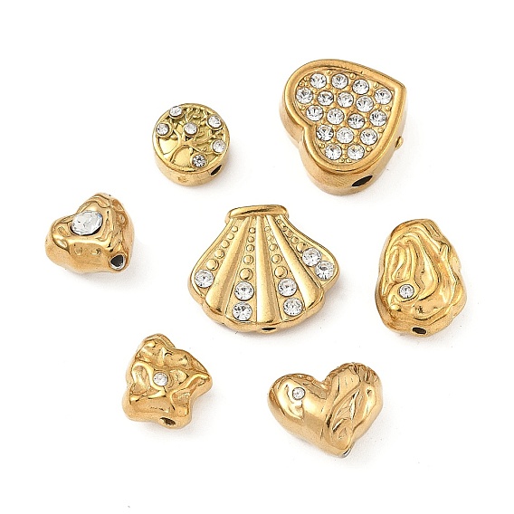 304 бусины из нержавеющей стали со стразами, реальный 18 k позолоченный