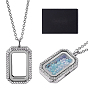1Pc 304 Stainless Steel Necklace, with 1Pc Rectangle Alloy Crystal Rhinestone Photo Frame Locket Pendants, 1Pc Cardboard Necklaces Boxes, 1pc Suede Fabric Silver Polishing Cloth