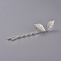Iron Hair Bobby Pins, with Brass Findings, Leaf