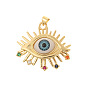 Brass Rhinestone Charms, with Resin Evil Eye, Golden