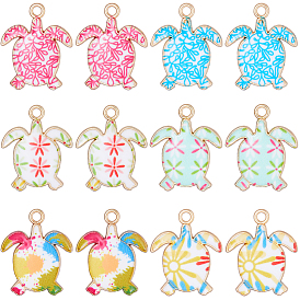 36 шт 6 стиль подвески из сплава эмали, золотой свет, черепаховый шарм