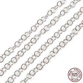 925 Sterling Silver Round Cable Chains, Soldered