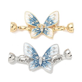 Fermoirs papillon en laiton micro pavés en oxyde de zirconium transparent, avec l'émail
