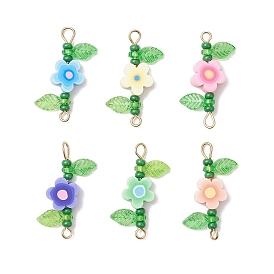 6 шт. 6 стили подвески-коннекторы из полимерной глины и стеклянных бусин ручной работы, с 304 двойными петлями из нержавеющей стали и акриловым листом, золотые