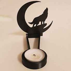 Stainless Steel Candle Holders, for Desktop Decor, Wolf & Moon
