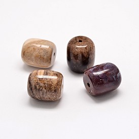 Натуральные окаменелые деревянные бусины, баррель