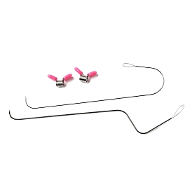 3шт. стальные иглы для бисероплетения с большим ушком, с 3шт. держателями бусин, ювелирные инструменты diy