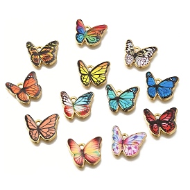 Alloy Enamel Pendants, Golden, Butterfly Charm