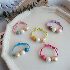 Élastique à cheveux en perles douces pour étudiants - bandeau en perles de couleur bonbon avec un style polyvalent