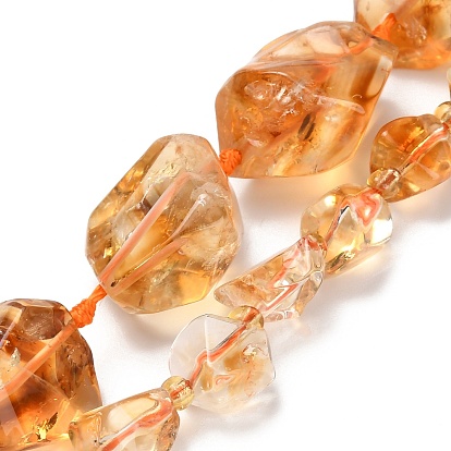 Нагретые нити из натуральных цитриновых бусин, самородки