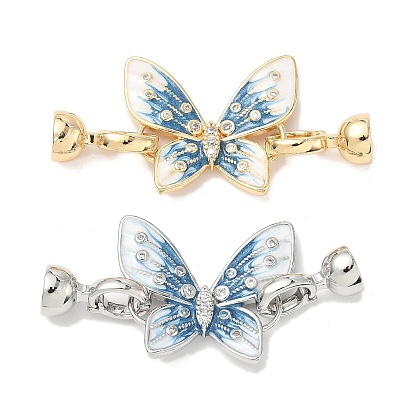 Бабочка латунная микропаве прозрачный кубический цирконий складные застежки, без кадмия, без никеля и без свинца, с эмалью