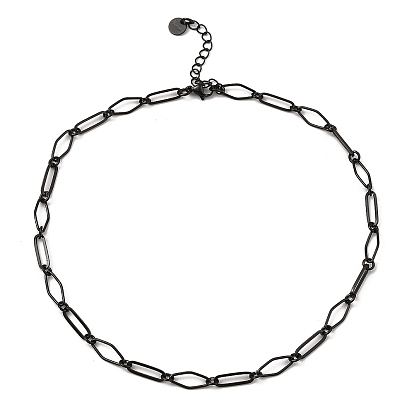 304 Stainless Steel Rhombus & Oval Link Chain Necklace