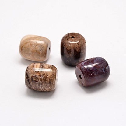 Натуральные окаменелые деревянные бусины, баррель